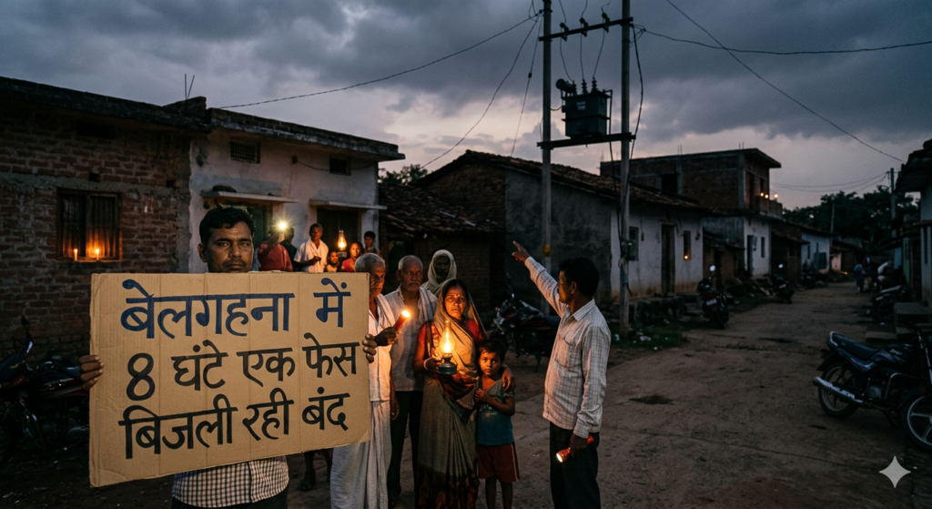 बिजली बिल वसूली में आगे, सेवा देने में पीछे: बेलगहना में 8 घंटे एक फेस की बिजली रही बंद।